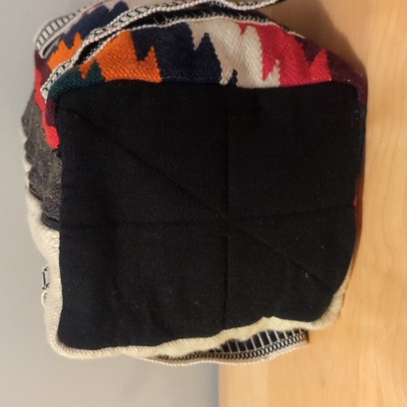 Vintage Ecuadorian Style Woven Duffle Bag/ Satchel, 1990's Wool & Cotton - Picture 5 of 9